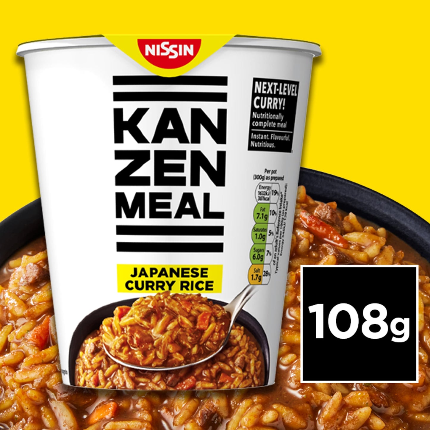 Nissin Kanzen Meal Japanese Curry Nutritionally Complete Instant Rice Pot 108g — image 4