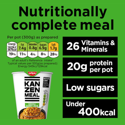 Nissin Kanzen Meal Keema Curry Nutritionally Complete Instant Rice Pot 107g — image 3