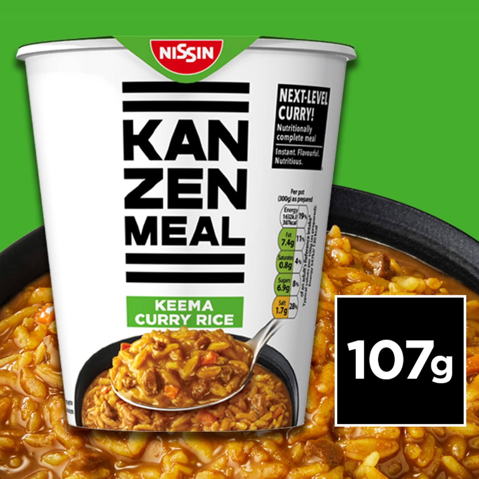 Nissin Kanzen Meal Keema Curry Nutritionally Complete Instant Rice Pot 107g — image 4