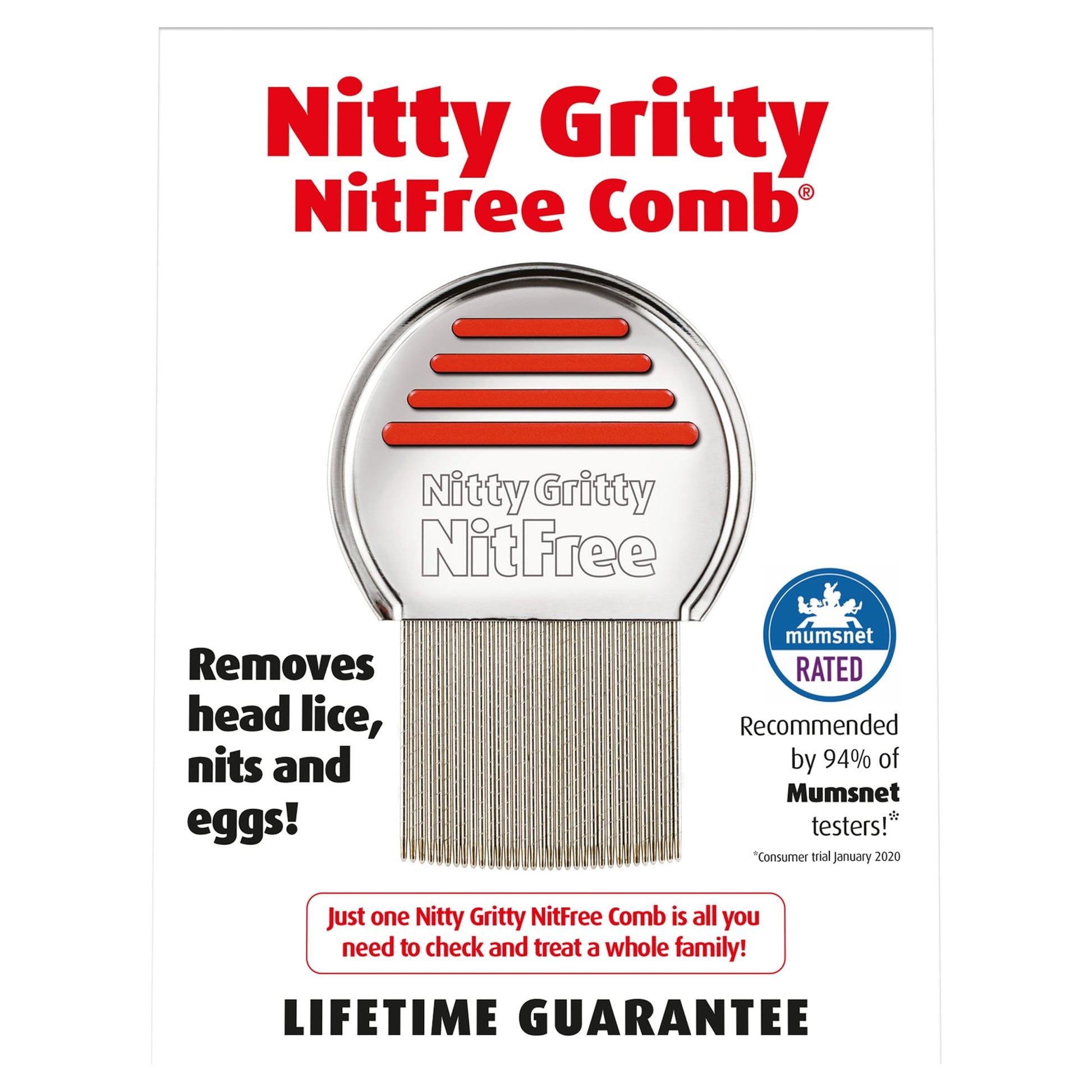 Nitty Gritty NitFree Comb - Head Lice and Nit Removal with Detection Comb — image 1