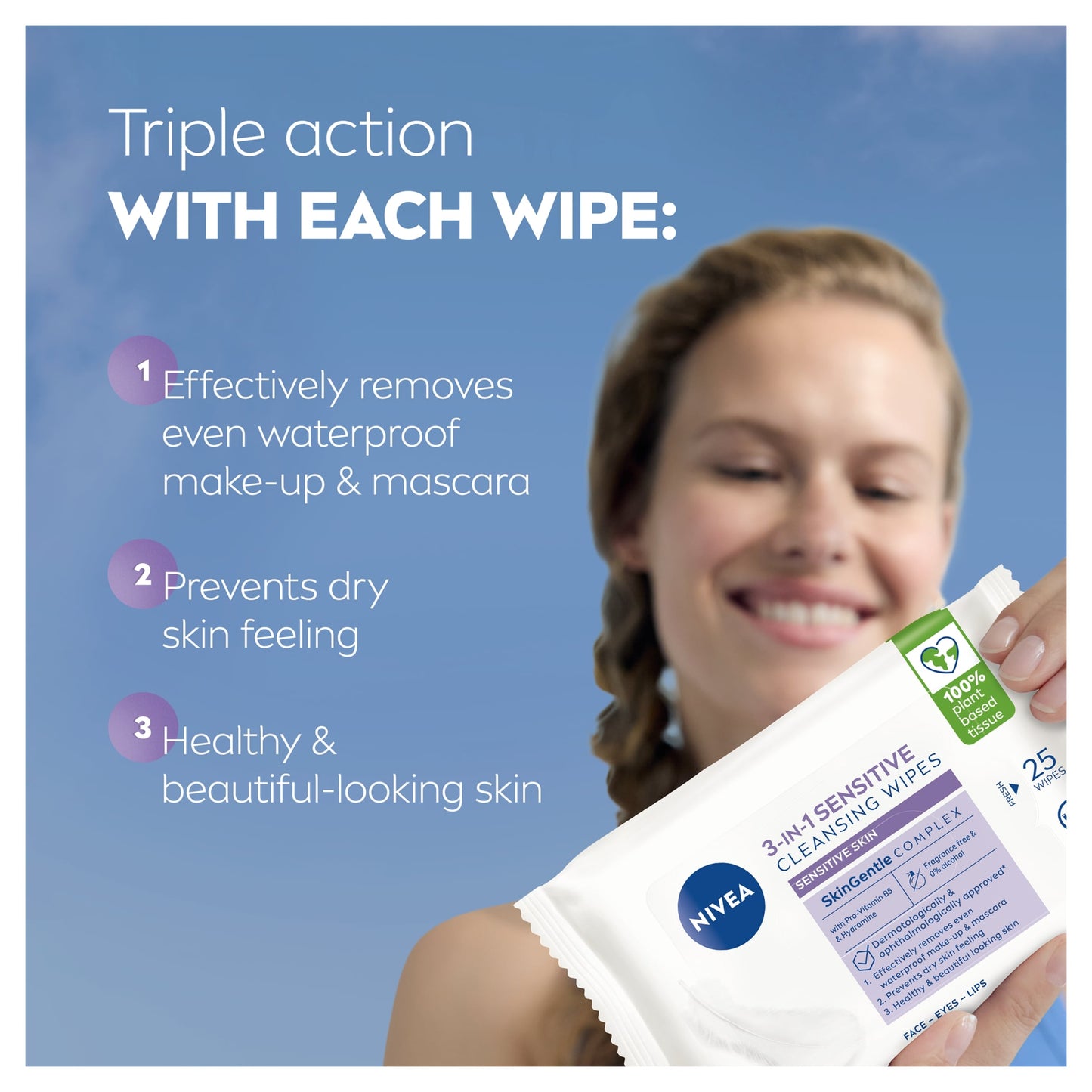 NIVEA 3-in-1 Sensitive Cleansing Wipes 25 Pack — image 5
