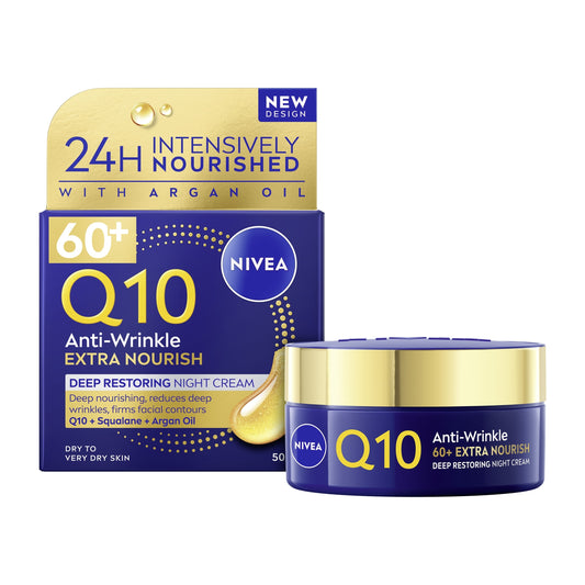 NIVEA Q10 Anti-Wrinkle Night Cream Moisturiser 60+ Skin 50ml — image 1