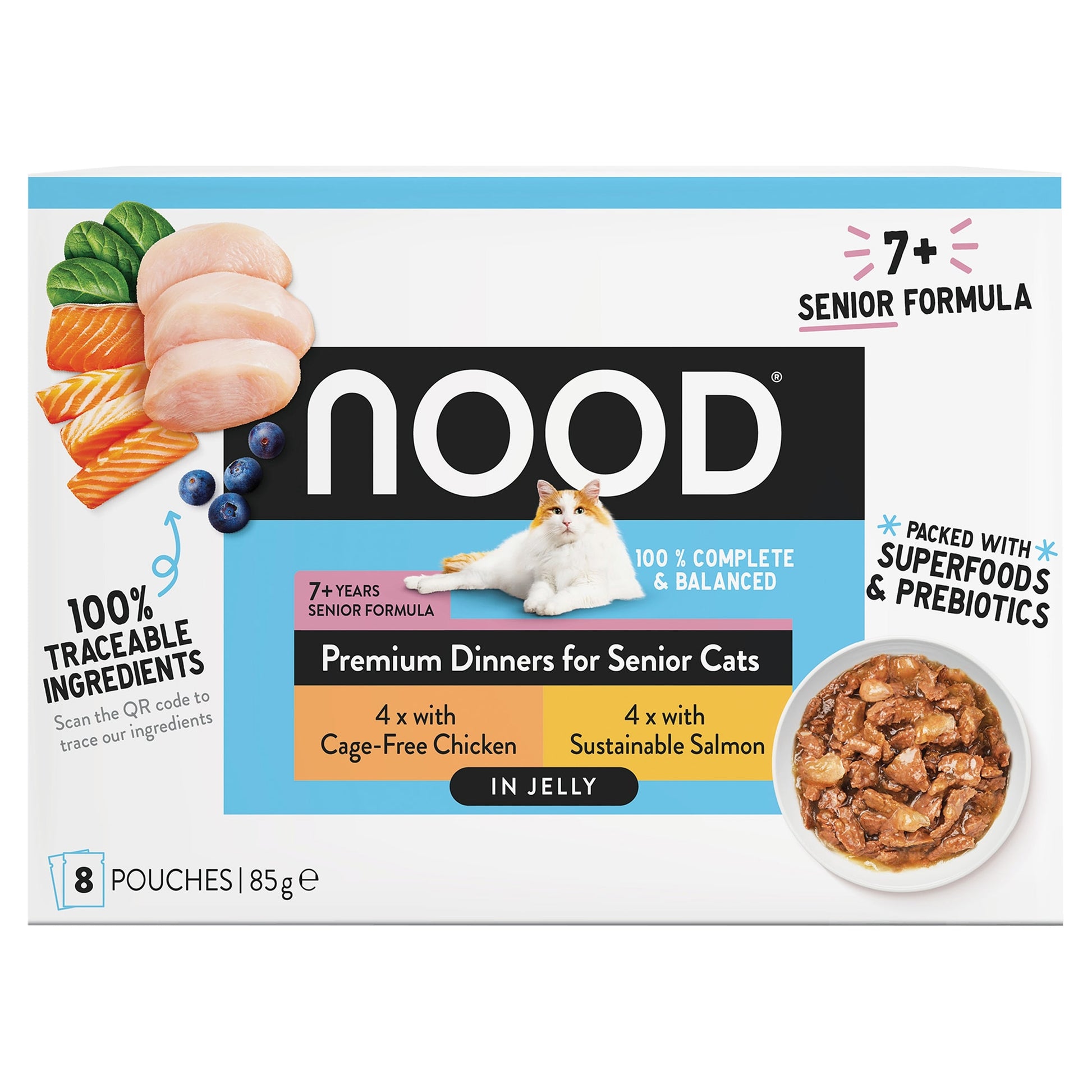 Nood Cat 7+ Senior Dinner Chicken Salmon In Jelly 8X85g — image 1