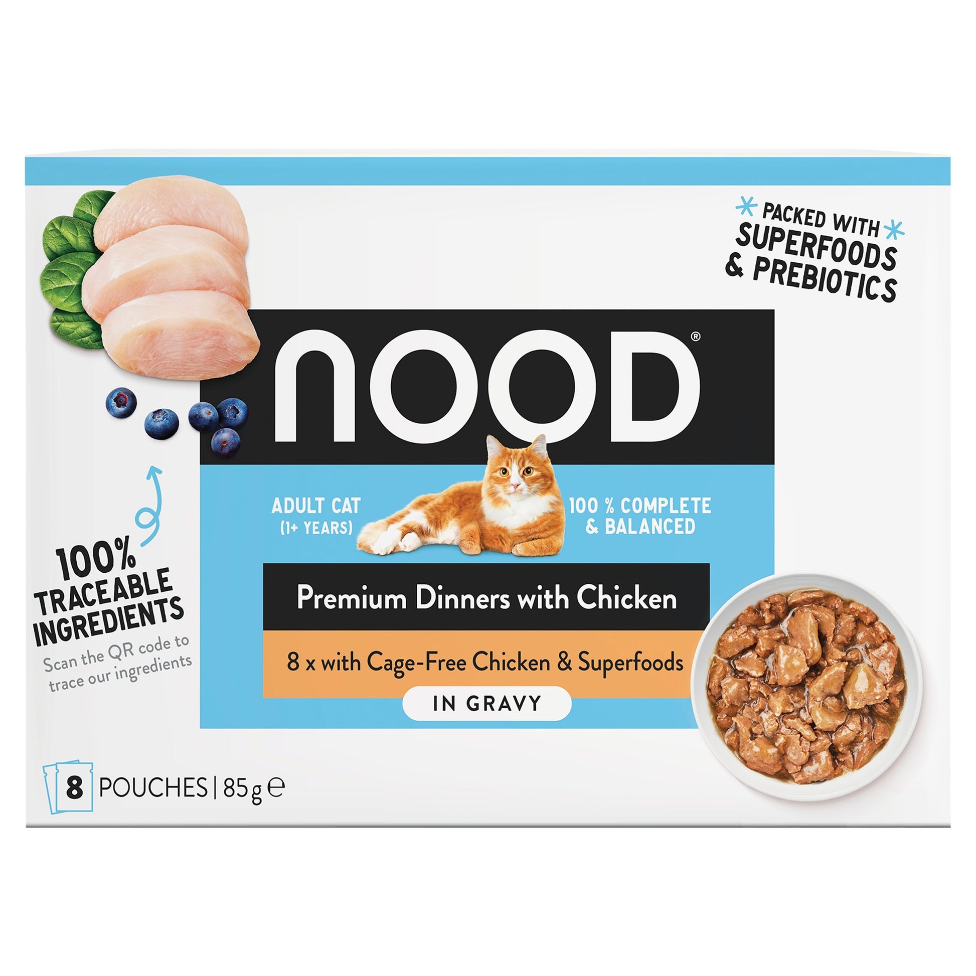 Nood Cat Dinners Chicken & Superfoods In Gravy 8X85g — image 1