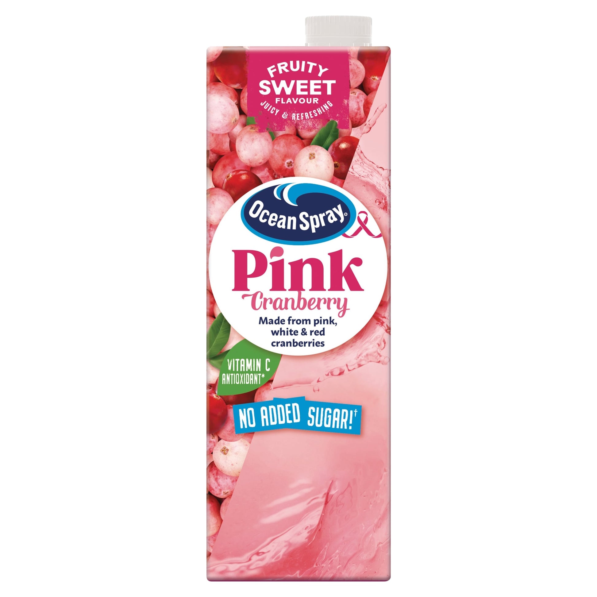Ocean Spray No Added Sugar Pink Cranberry Juice Drink 1 Litre — image 1