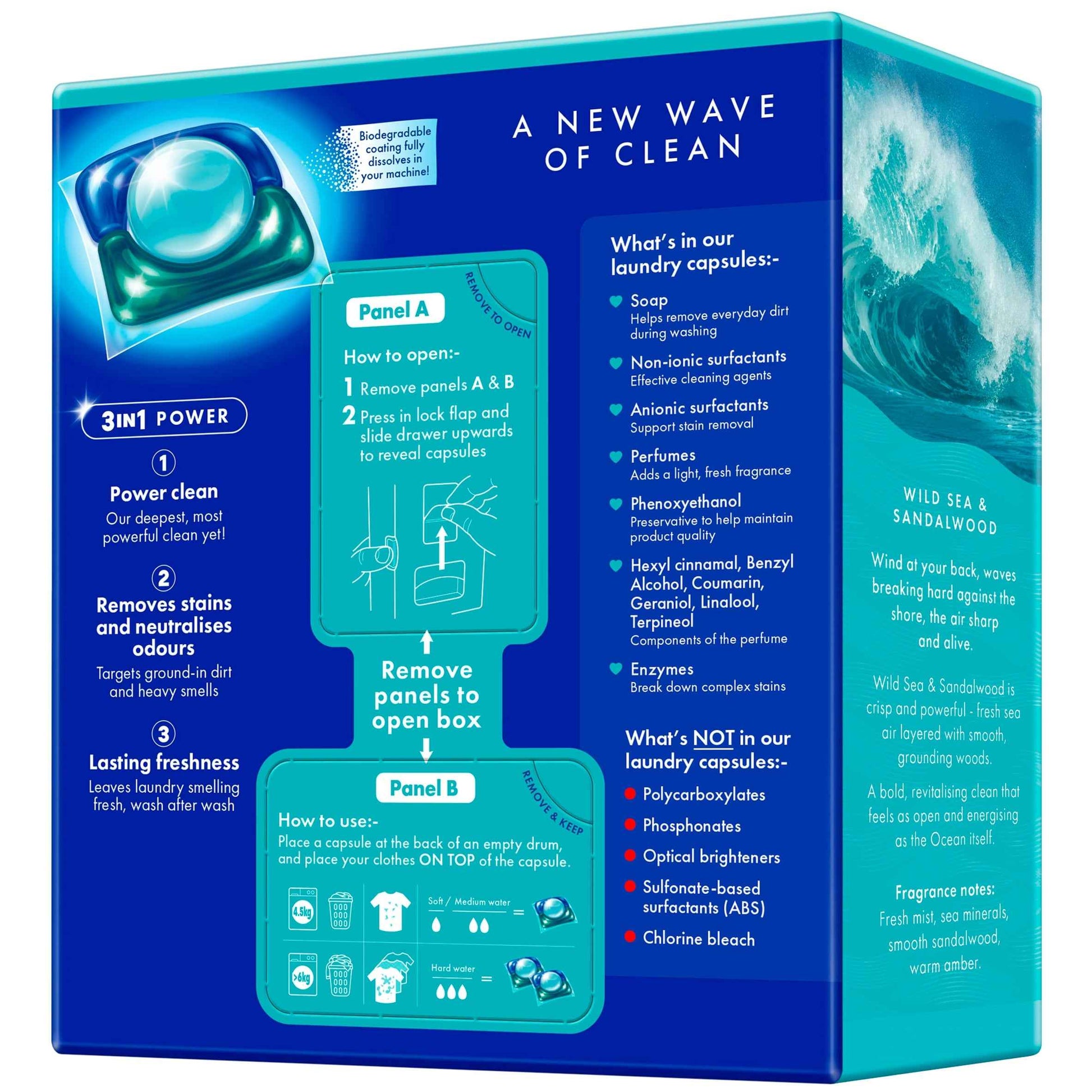 Oceansaver Plastic Free 30 Deep Clean Washing Capsules Wild Sea &