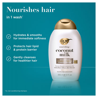 OGX Coconut Milk Shampoo for Dry and Damaged Hair 385ml — image 3