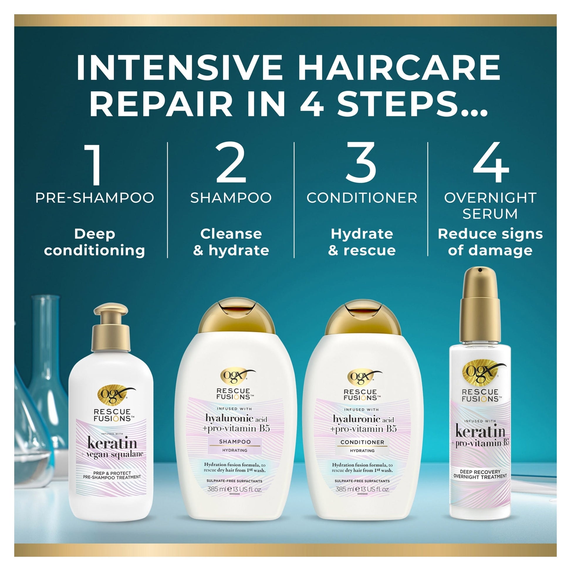 OGX Rescue Fusions Hyaluronic Acid +Pro-Vitamin B5 Shampoo 385ml — image 4