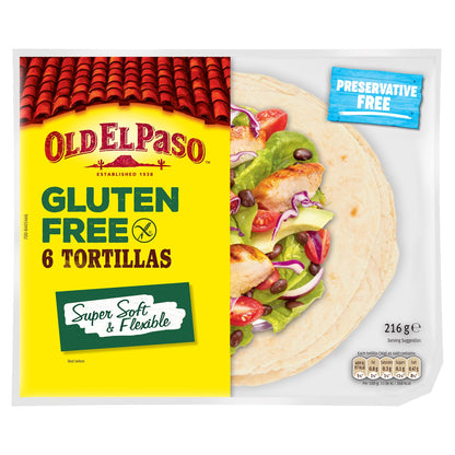 Old El Paso 6 Regular Gluten Free Tortilla Wraps 216G — image 1