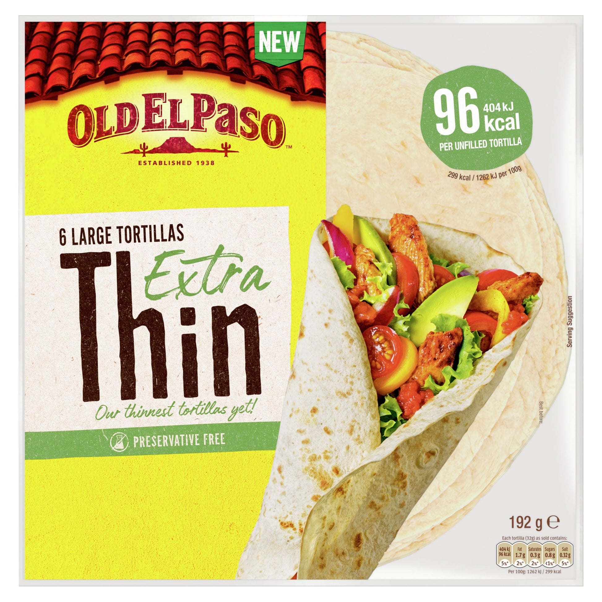 Old El Paso Extra Thin Large Tortilla Wraps 192g — image 1
