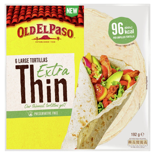 Old El Paso Extra Thin Large Tortilla Wraps 192g — image 1