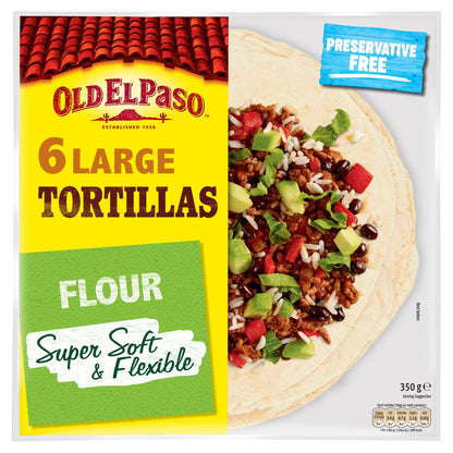 Old El Paso Large Super Soft Flour Tortillas Wraps 6 Pack 350G — image 1