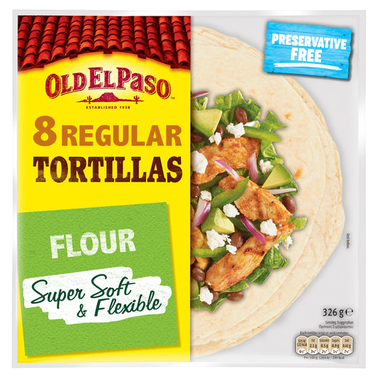 Old El Paso Regular Super Soft Flour Tortillas Wraps 8Pk 326G — image 1