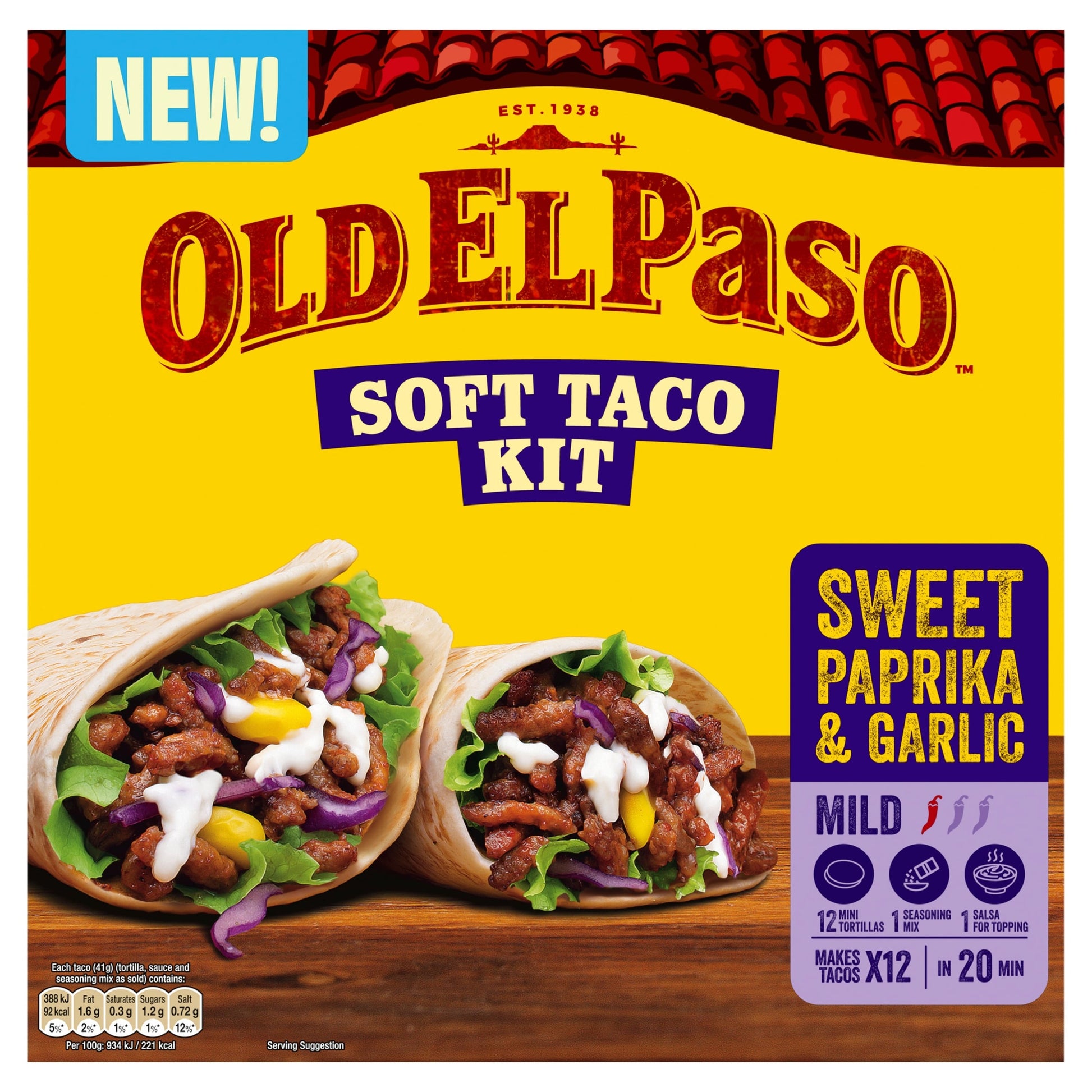 Old El Paso Soft Taco Kit Sweet Paprika & Garlic 499g — image 1