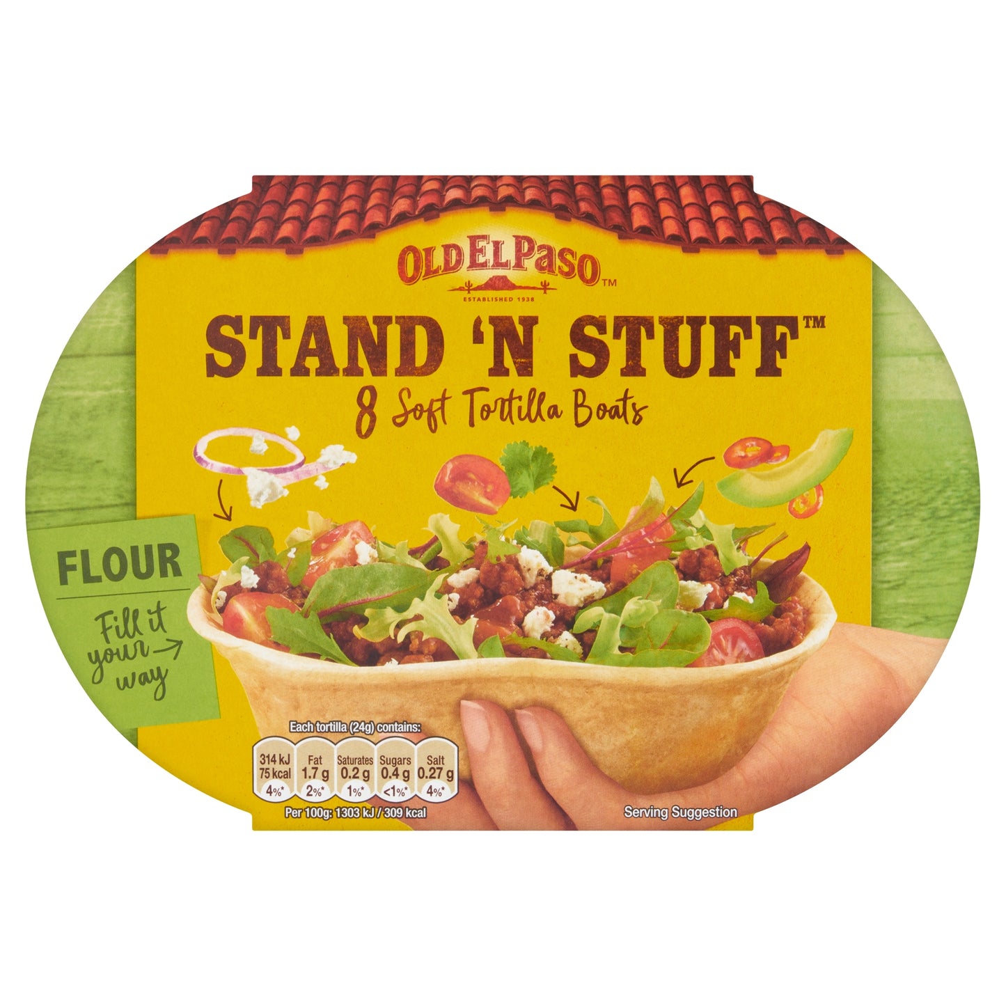 Old El Paso Stand ‘N’ Stuff Soft Flour Tortillas Wraps 8Pk 193G — image 1