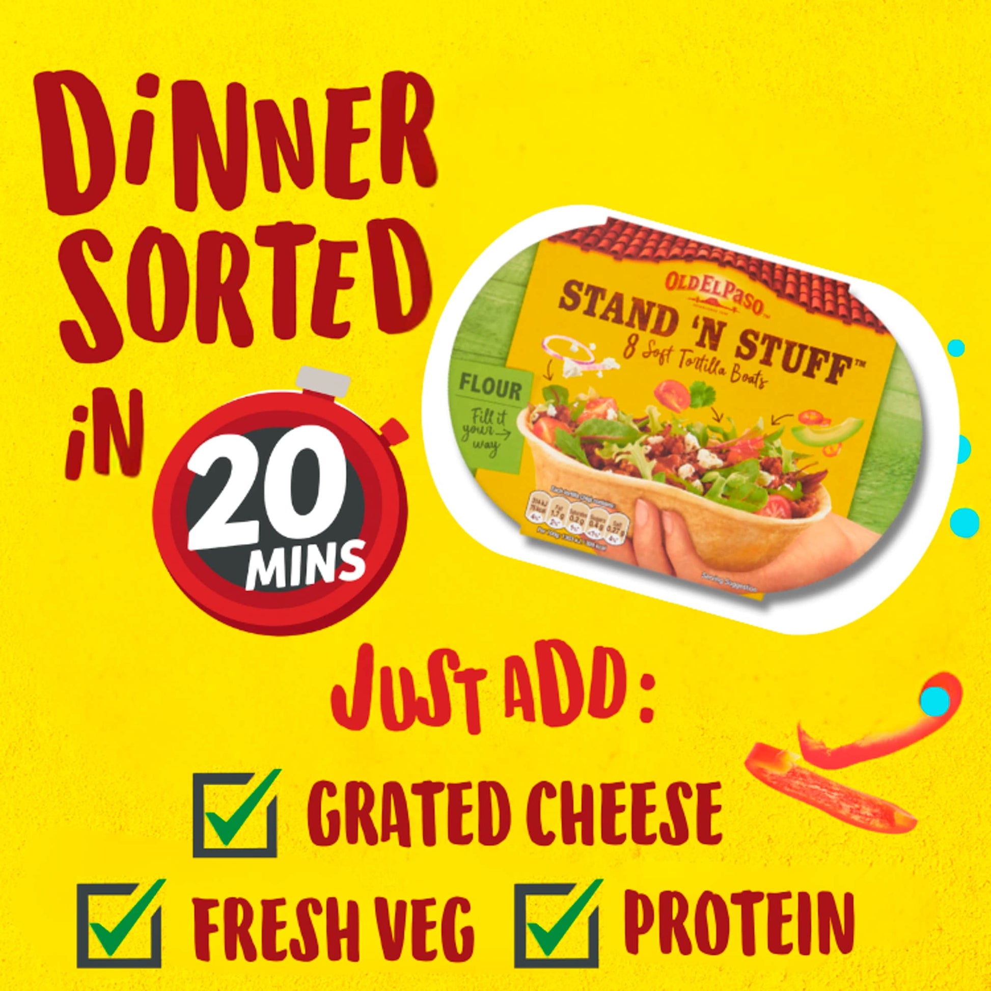 Old El Paso Stand ‘N’ Stuff Soft Flour Tortillas Wraps 8Pk 193G — image 2