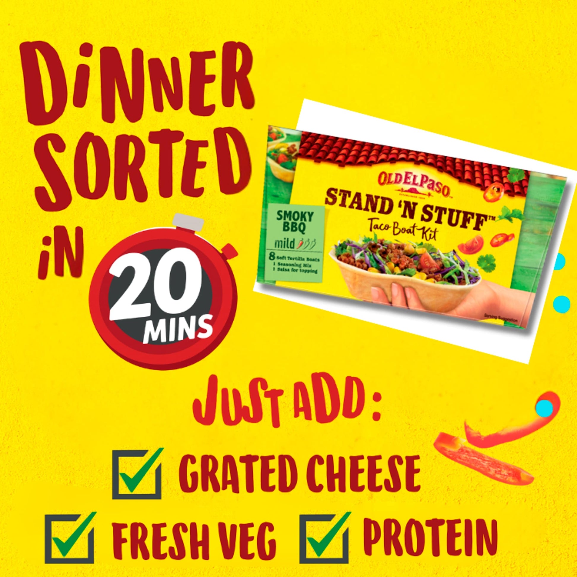 Old El Paso Stand 'N Stuff Taco Boat Kit - Smoky BBQ 350g — image 2
