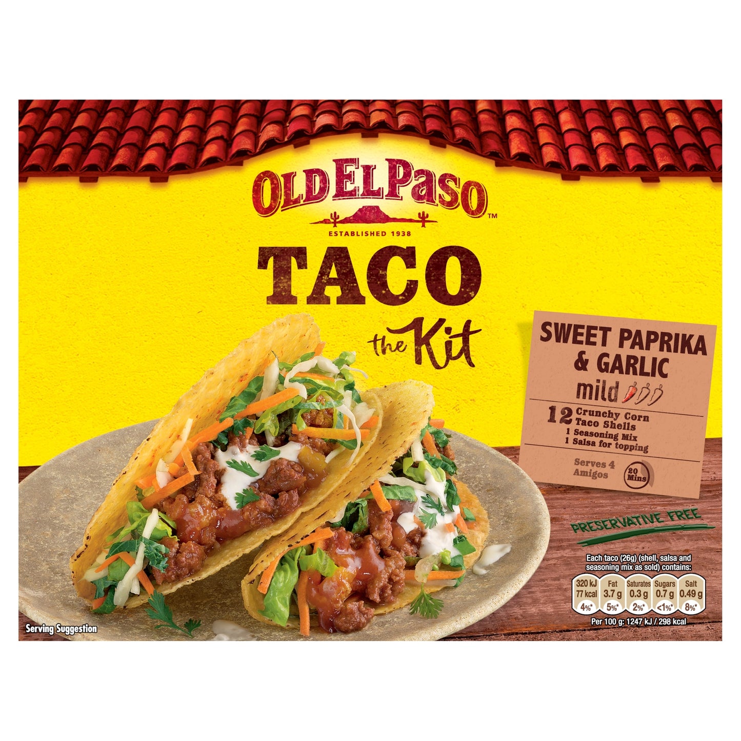 Old El Paso Sweet Paprika & Garlic Crunchy Taco Kit 308g — image 1