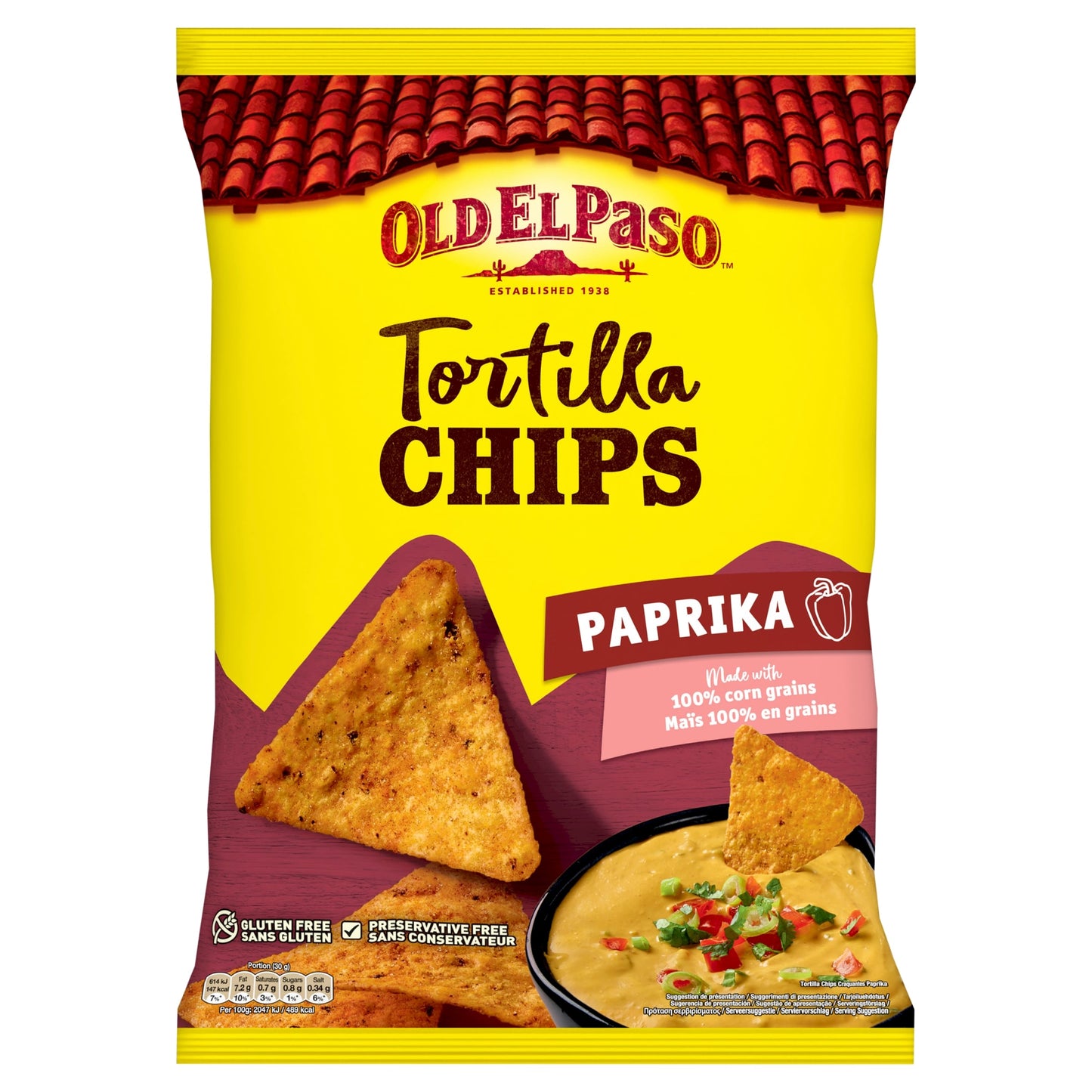Old El Paso Tortilla Chips - Paprika 185g — image 1