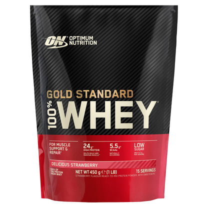 Optimum Nutrition Gold Standard 100% Whey Protein Powder - Delicious Strawberry 450g — image 1