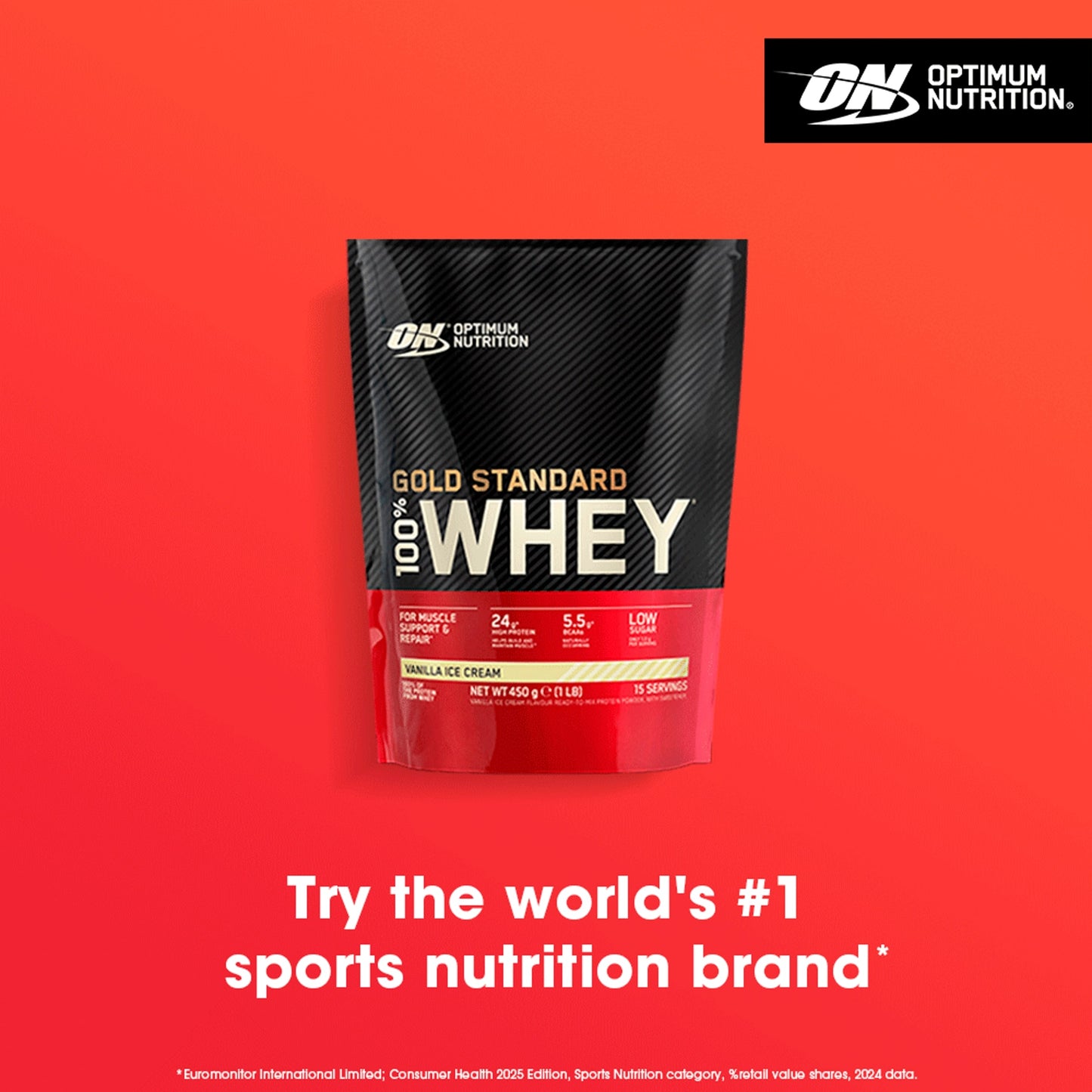 Optimum Nutrition Gold Standard 100% Whey Protein Powder - Vanilla Ice Cream 450g — image 3