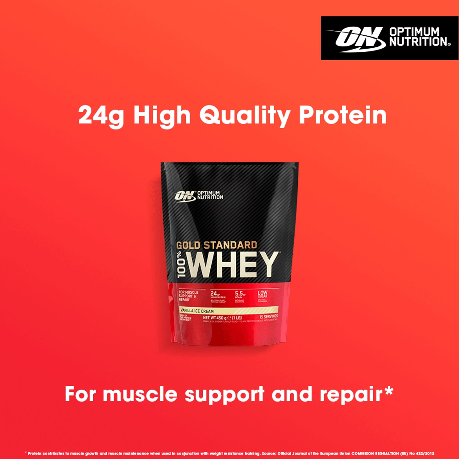Optimum Nutrition Gold Standard 100% Whey Protein Powder - Vanilla Ice Cream 450g — image 4