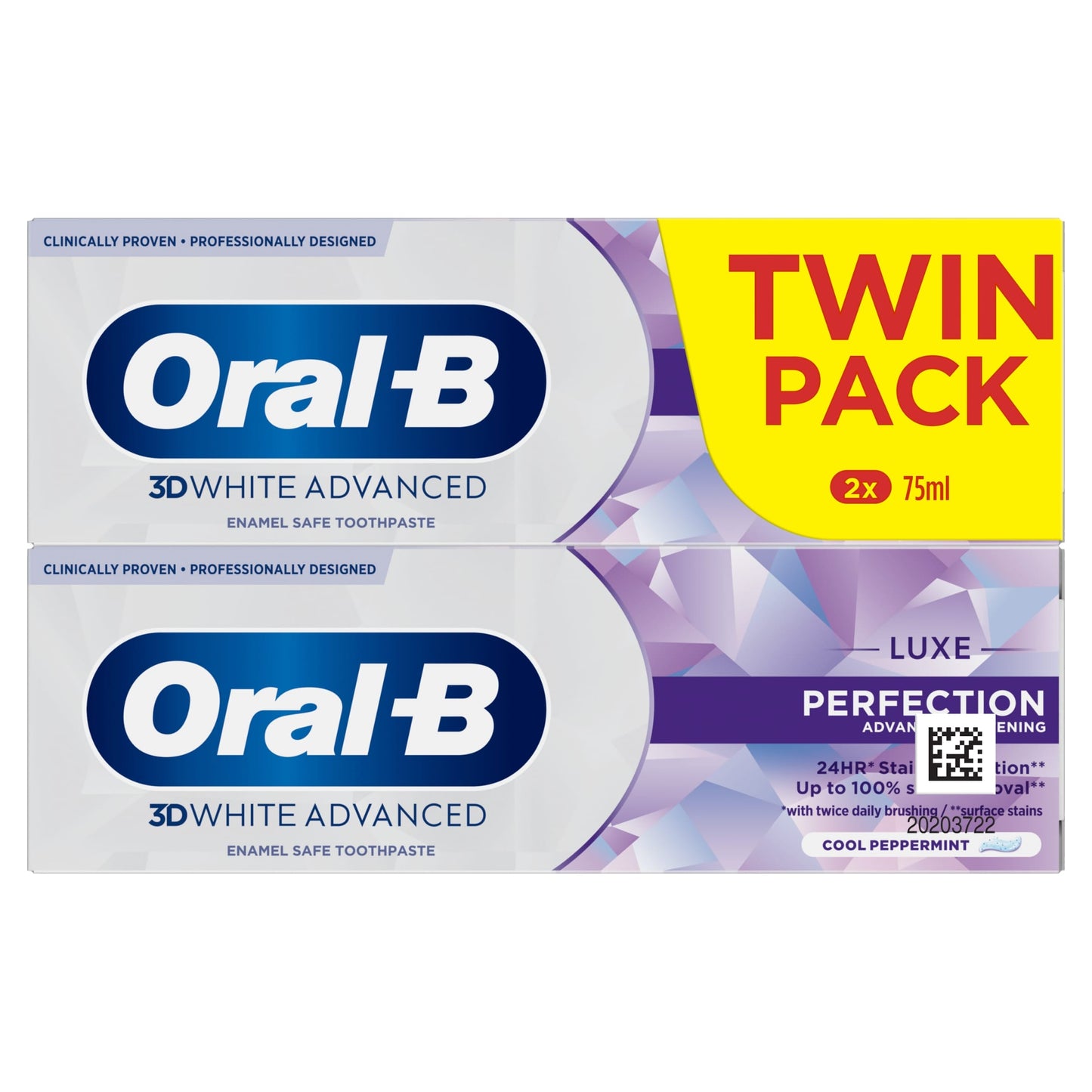 Oral-B 3D White Advanced Luxe Perfection Toothpaste Twin Pack 2x75ml — image 1