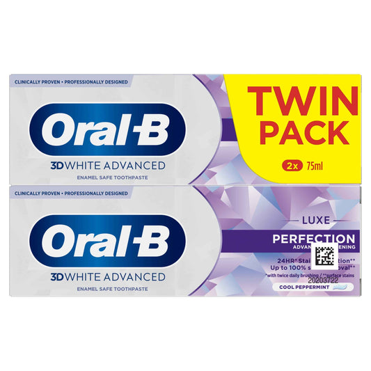Oral-B 3d White Advanced Luxe Perfection Toothpaste Twin Pack 2x75ml