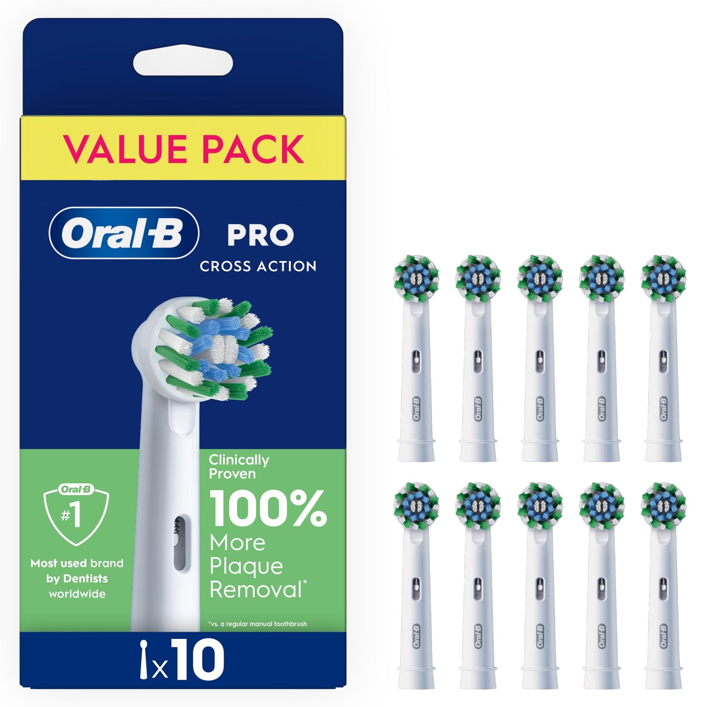 Oral-B Cross Pro Cross Action White Toothbrush Heads 10 Pack — image 1