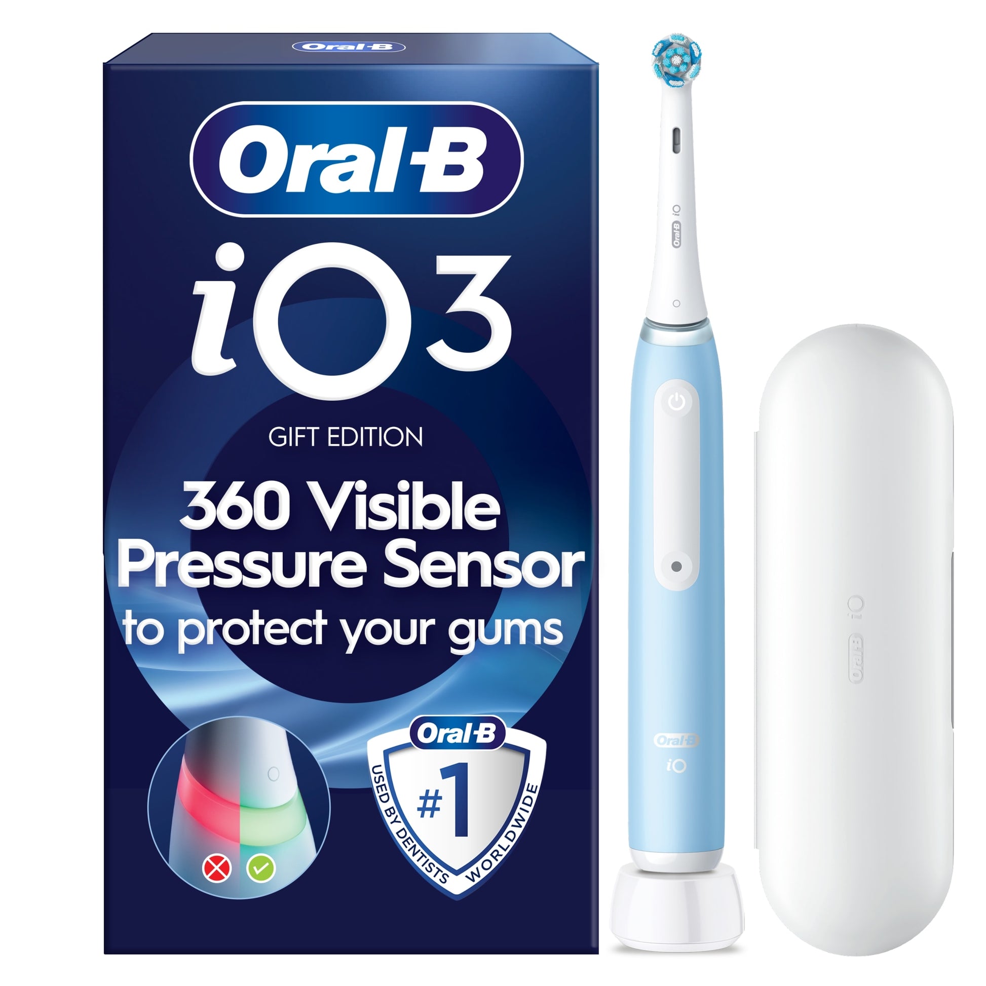 Oral-B iO3 Ice Blue Electric Toothbrush + Travel Case — image 1