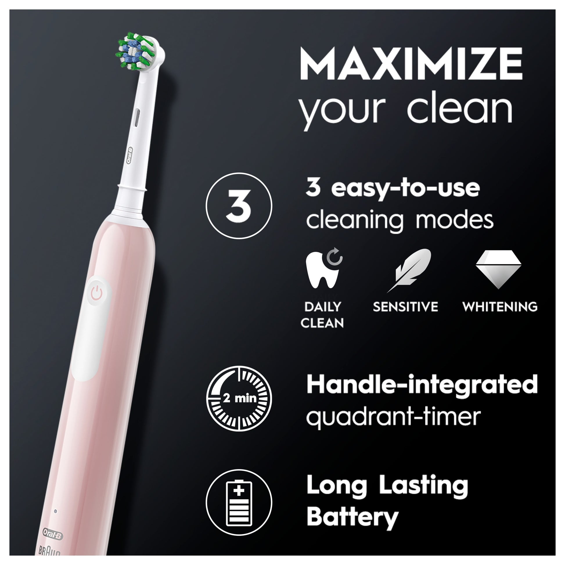 Oral-B Pro 1 Electric Toothbrush & Case Pink — image 3
