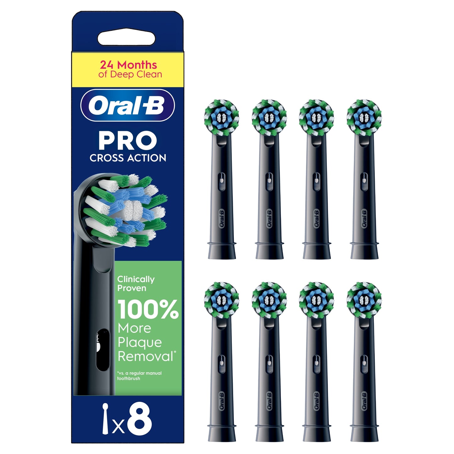 Oral-B Pro Cross Action Black Electric Toothbrush Replacement Heads 8 pack — image 1