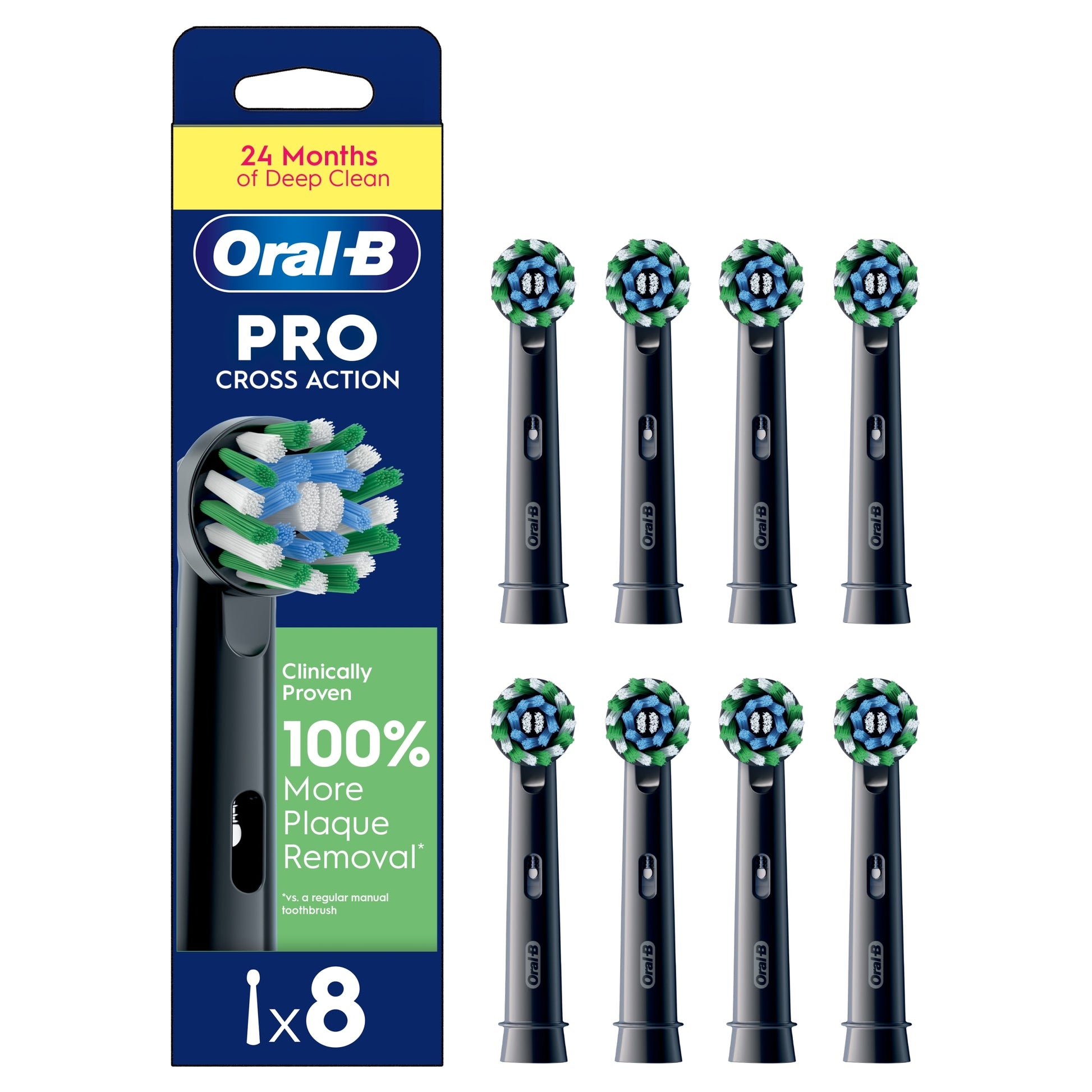 Oral-B Pro Cross Action Black Electric Toothbrush Replacement Heads 8 pack — image 1