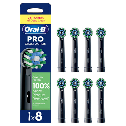 Oral-B Pro Cross Action Black Electric Toothbrush Replacement Heads 8 pack — image 1