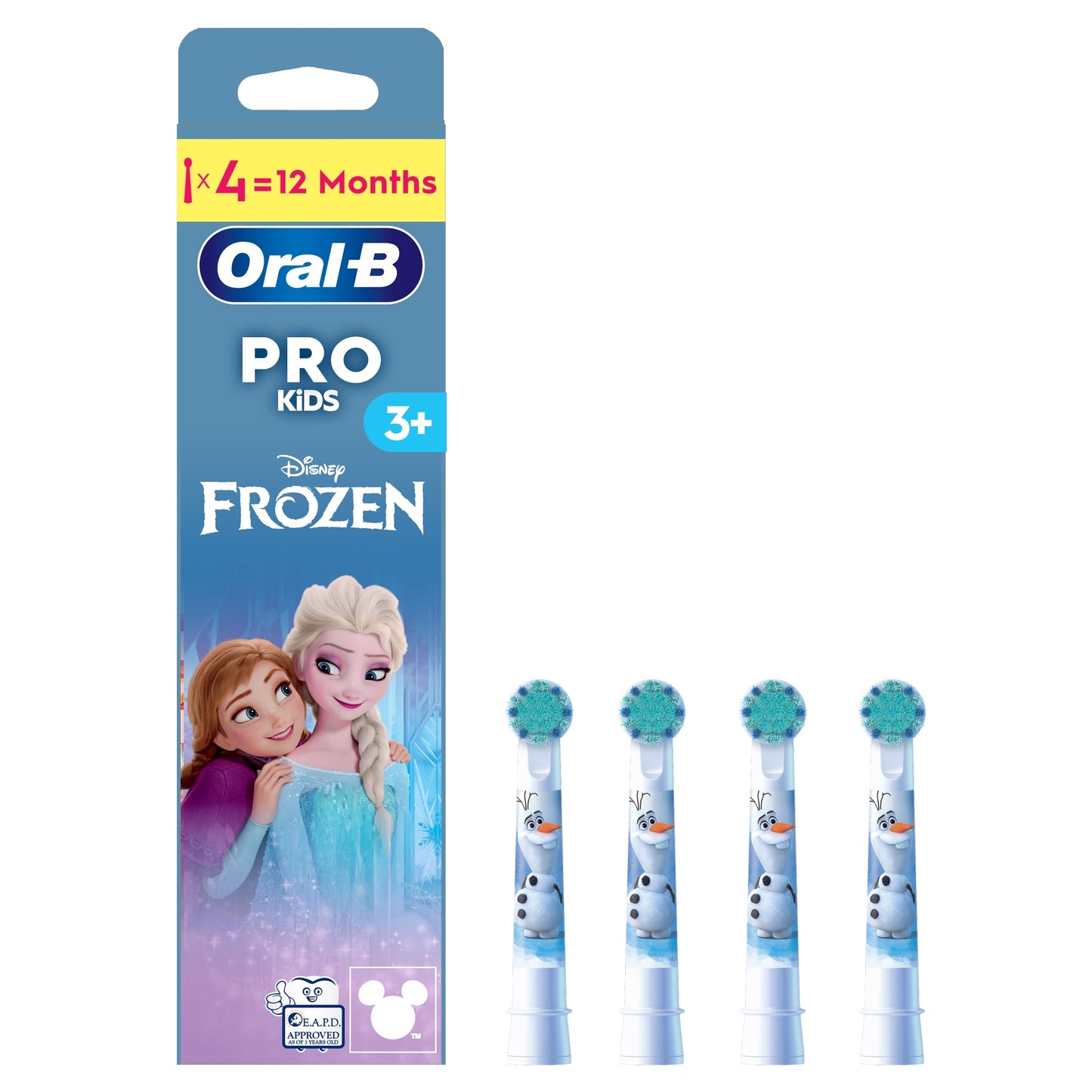 Oral-B Pro Kids 3+ Frozen Electric Toothbrush Replacement Heads 4 Pack — image 1