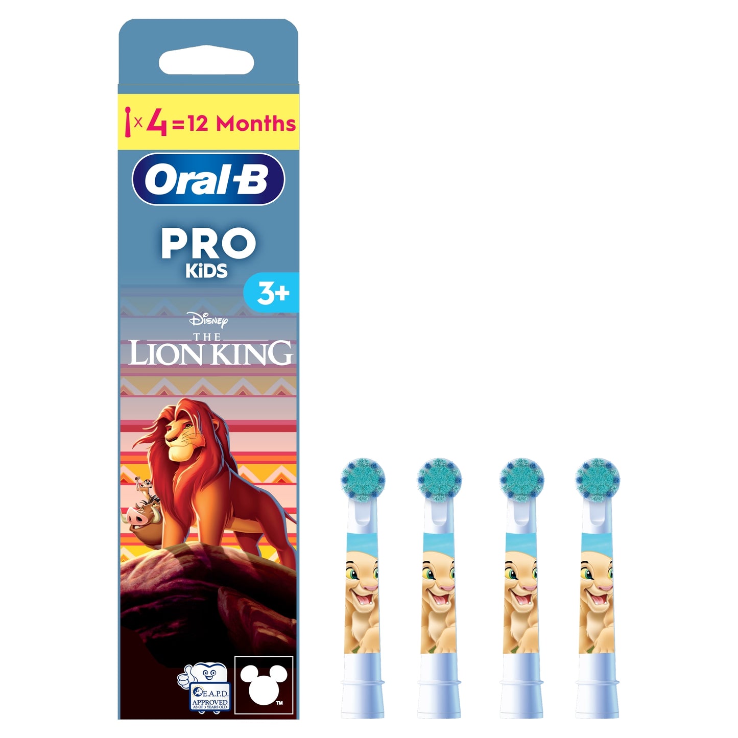 Oral-B Pro Kids 3+ Lion King Electric Toothbrush Replacement Heads 4 Pack — image 1