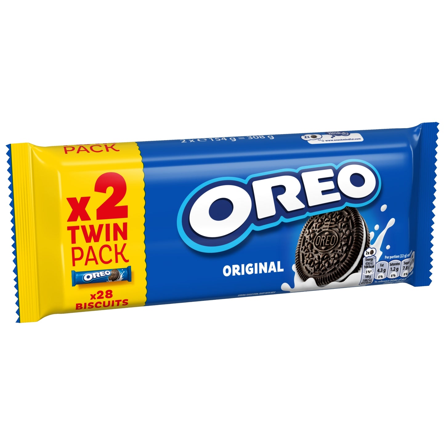 Oreo Vanilla Cookie Chocolate Sandwich Biscuits Twin Pack 2x154g — image 3
