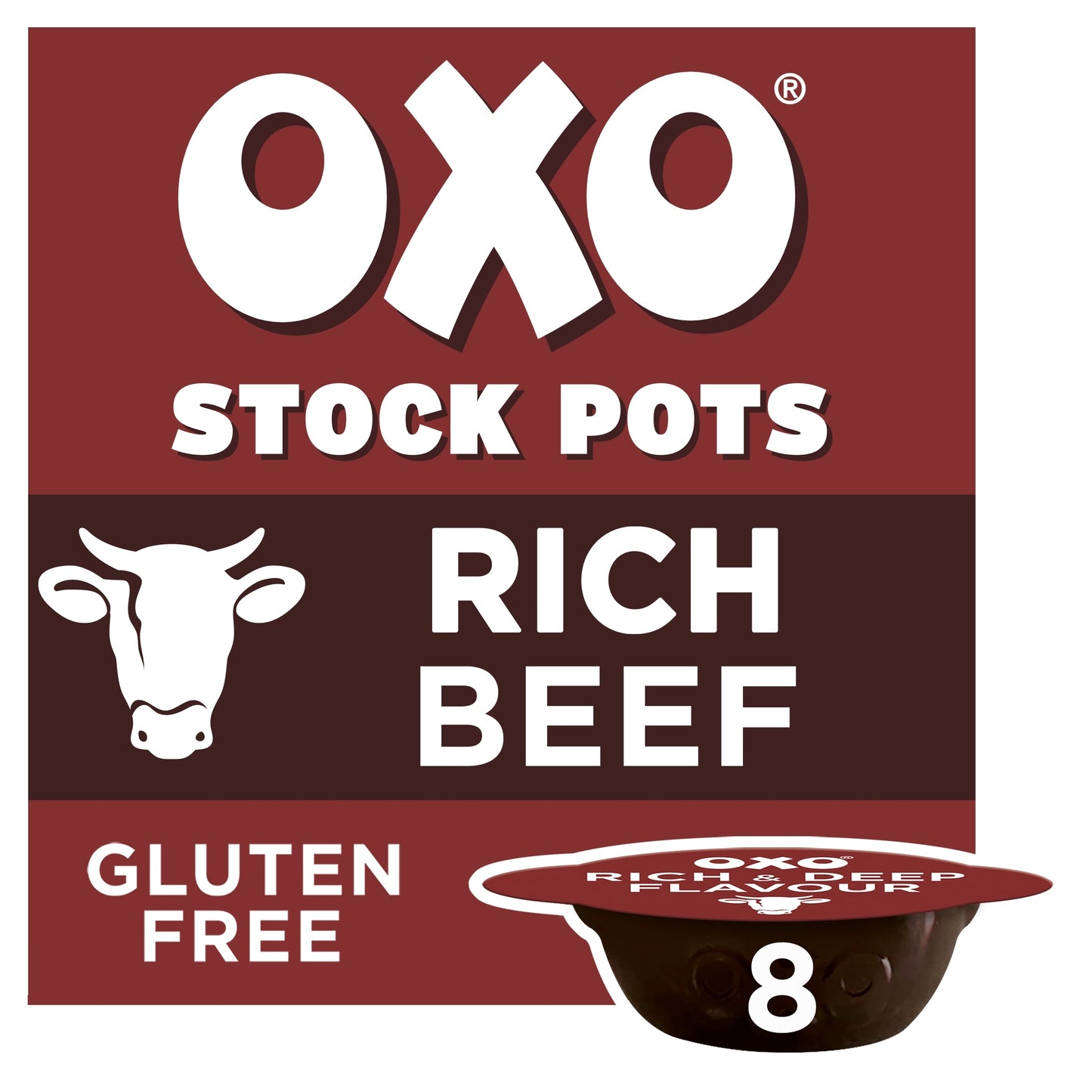 Oxo Beef Onion & Rosemary Stock Pots 8 Pack 160G — image 1