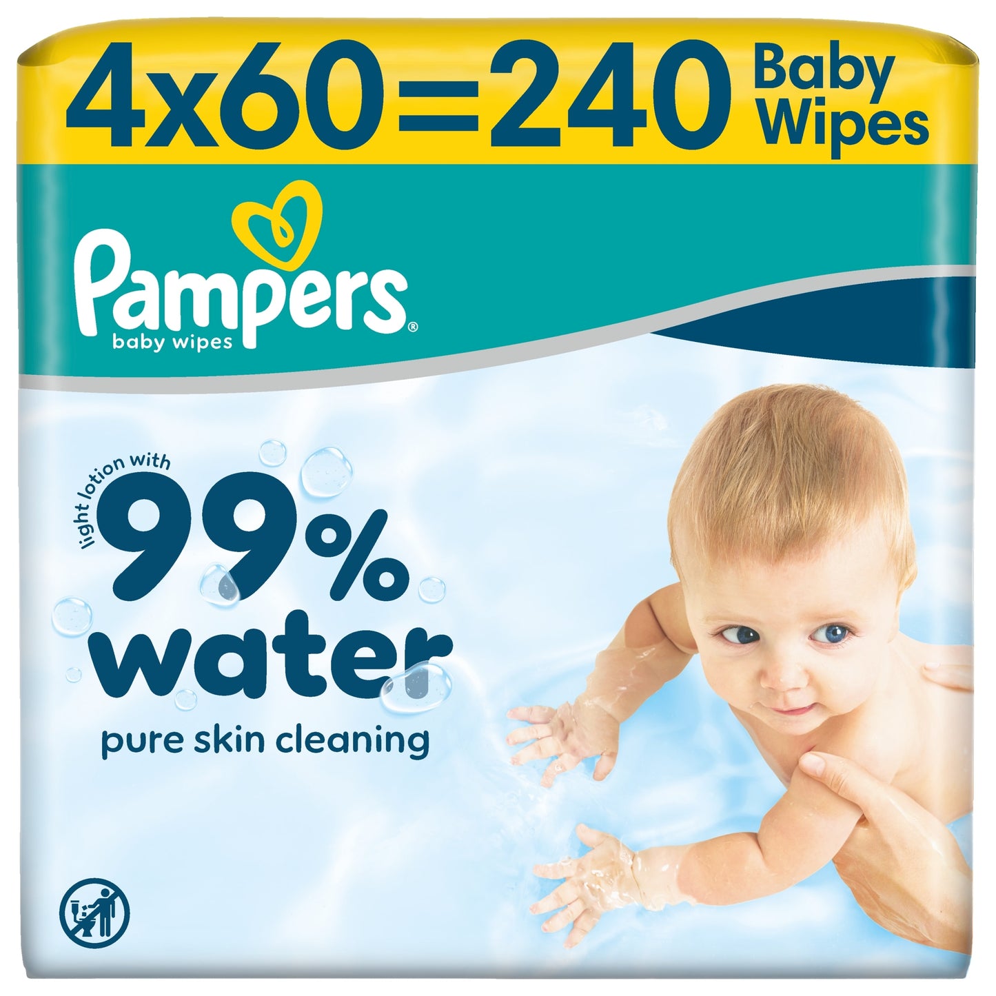Pampers 99% Water Baby Wipes 4x 60 wipes — image 1