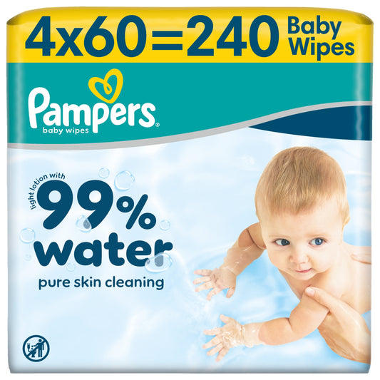 Pampers 99% Water Baby Wipes 4x 60 wipes — image 1