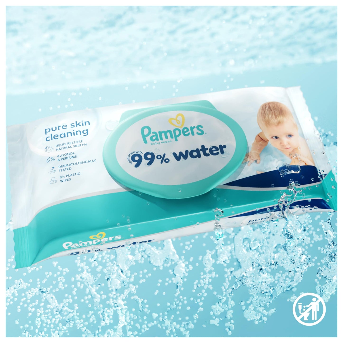 Pampers 99% Water Baby Wipes 4x 60 wipes — image 2