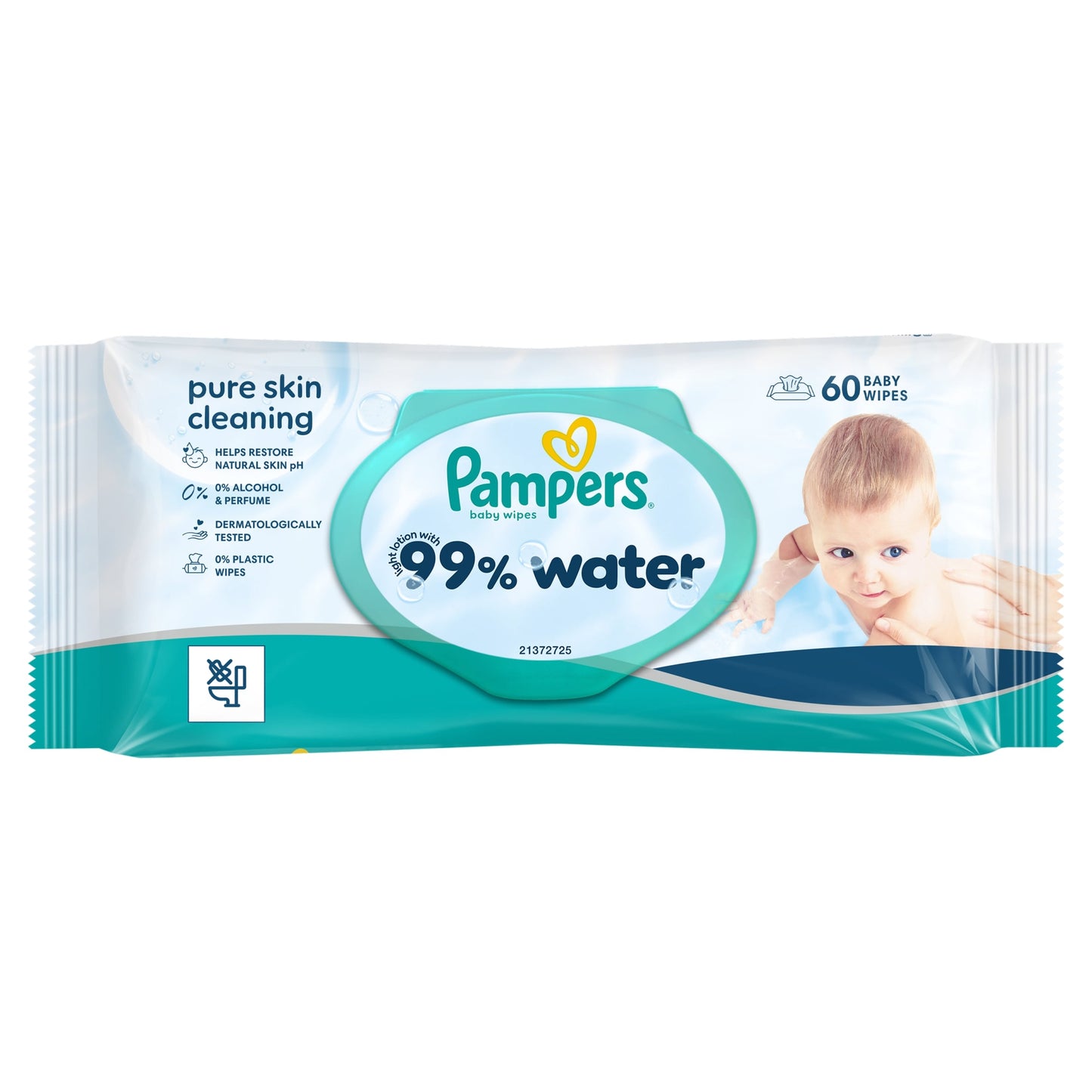 Pampers 99% Water Baby Wipes 60 Wipes — image 1