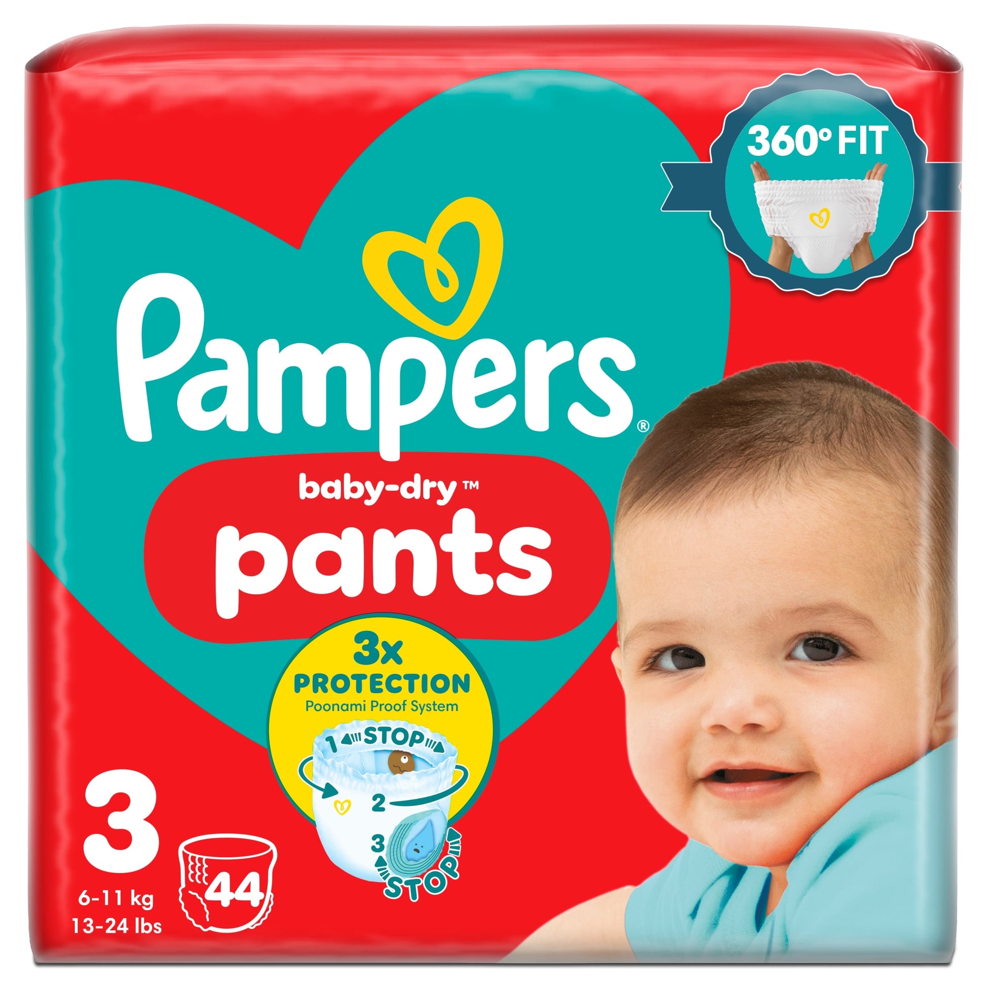 Pampers Baby-Dry Nappy Pants Size 3 Essential Pack 44 Pack — image 1