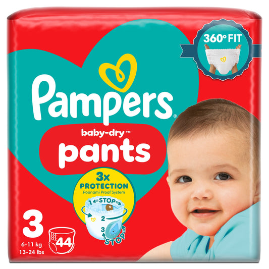 Pampers Baby-Dry Nappy Pants Size 3 Essential Pack 44 Pack — image 1