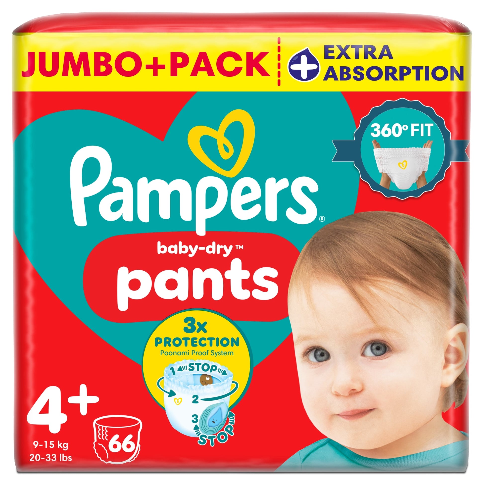 Pampers Baby-Dry Nappy Pants Size 4+ Jumbo+ Pack 66 Pack — image 1
