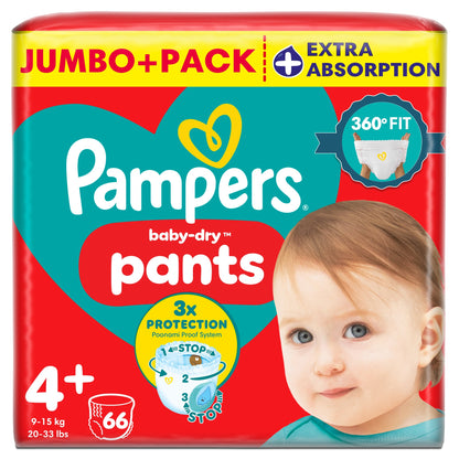 Pampers Baby-Dry Nappy Pants Size 4+ Jumbo+ Pack 66 Pack — image 1