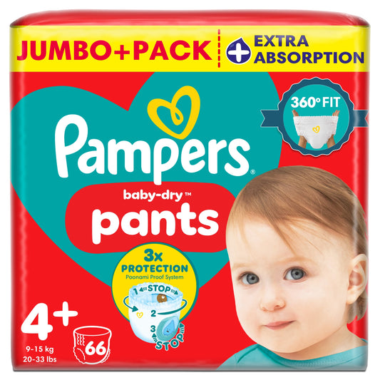 Pampers Baby-Dry Nappy Pants Size 4+ Jumbo+ Pack 66 Pack — image 1