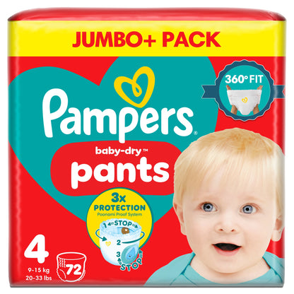 Pampers Baby-Dry Nappy Pants Size 4 Jumbo+ Pack 72 Pack — image 1