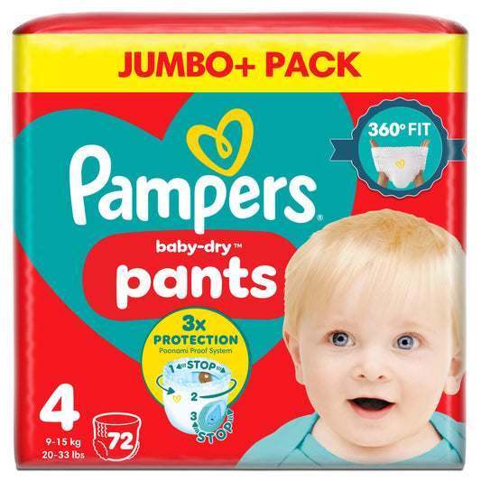 Pampers Baby-Dry Nappy Pants Size 4 Jumbo+ Pack 72 Pack — image 1