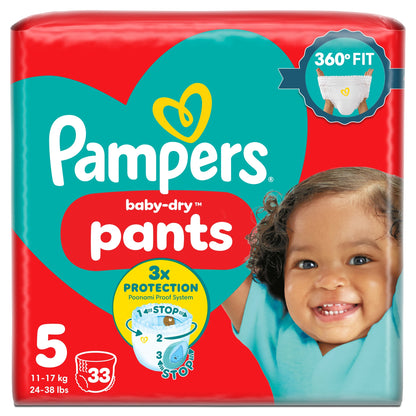 Pampers Baby-Dry Nappy Pants Size 5 33 Pack — image 1